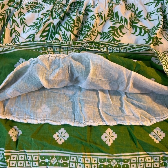 She's Cool Green and White Smocked Short Lined Bubble Mini Skirt size Large - Picture 5 of 15